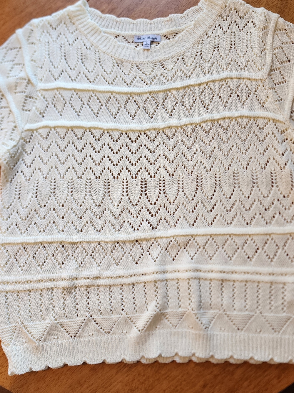 White Birch Cream Eyelet Knit Top. Brand New. Pit ☆ Pit 21' ☆  L -24